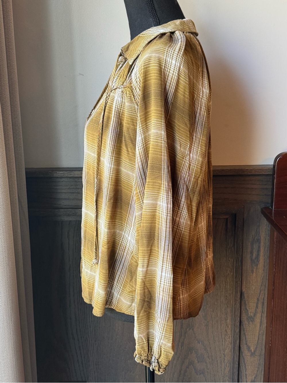 Blu pepper Women's Plaid Button-Front peasant boho hippie Blouse small EUC - Picture 3 of 7